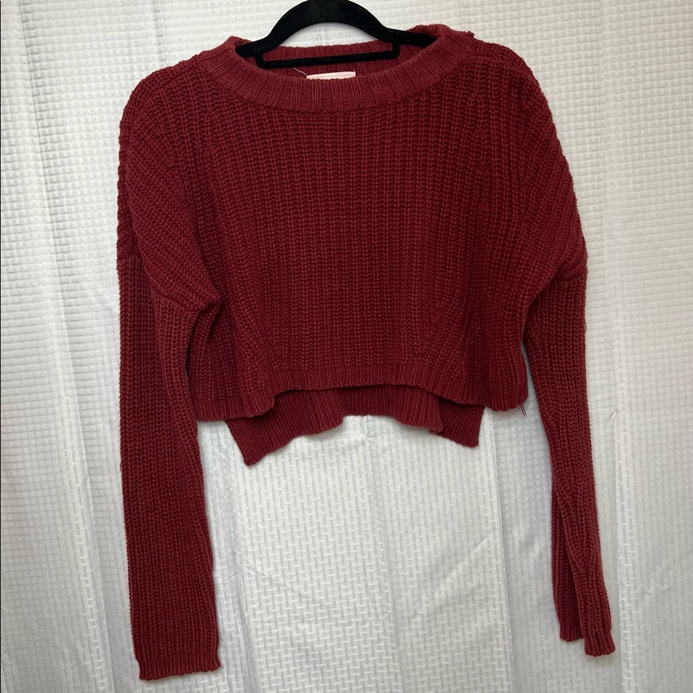 Red Crop Knit Sweater